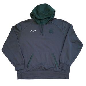 Nike‎ Men's Gray Green Michigan State Spartans Therma Fit Hoodie Size XXL
